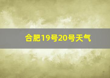 合肥19号20号天气