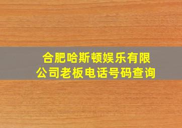 合肥哈斯顿娱乐有限公司老板电话号码查询