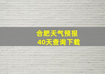 合肥天气预报40天查询下载