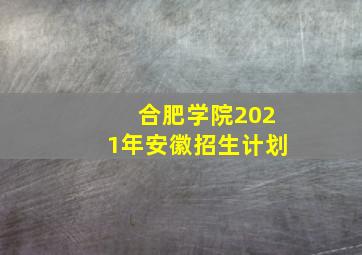 合肥学院2021年安徽招生计划