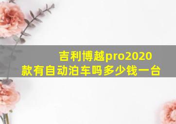 吉利博越pro2020款有自动泊车吗多少钱一台