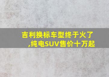 吉利换标车型终于火了,纯电SUV售价十万起