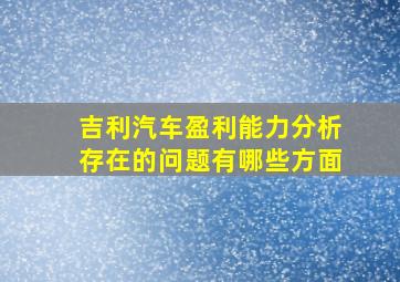 吉利汽车盈利能力分析存在的问题有哪些方面