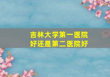 吉林大学第一医院好还是第二医院好