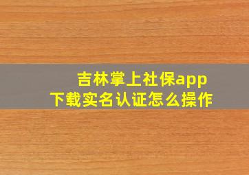 吉林掌上社保app下载实名认证怎么操作