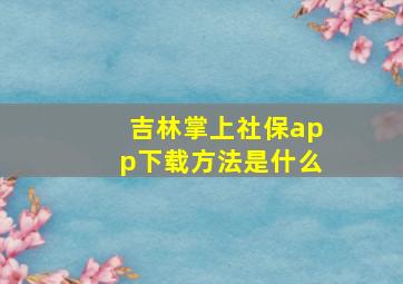 吉林掌上社保app下载方法是什么