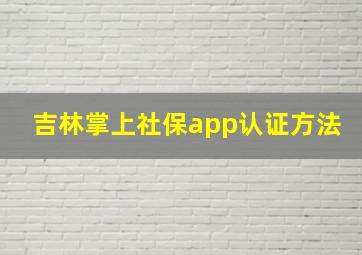 吉林掌上社保app认证方法