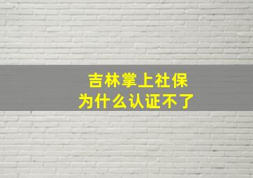 吉林掌上社保为什么认证不了