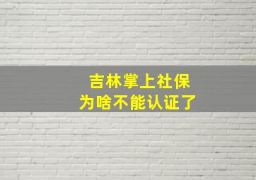 吉林掌上社保为啥不能认证了