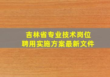 吉林省专业技术岗位聘用实施方案最新文件