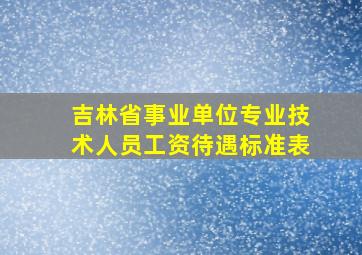 吉林省事业单位专业技术人员工资待遇标准表