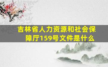 吉林省人力资源和社会保障厅159号文件是什么