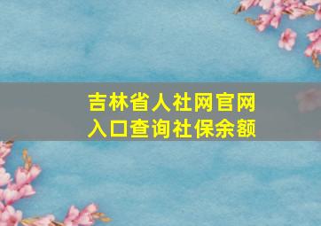 吉林省人社网官网入口查询社保余额