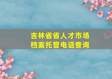 吉林省省人才市场档案托管电话查询