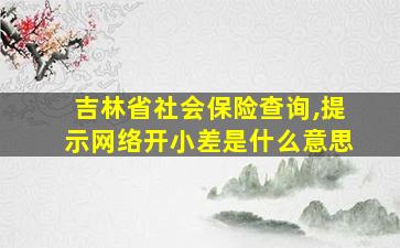 吉林省社会保险查询,提示网络开小差是什么意思