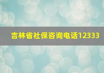 吉林省社保咨询电话12333