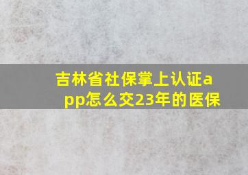 吉林省社保掌上认证app怎么交23年的医保