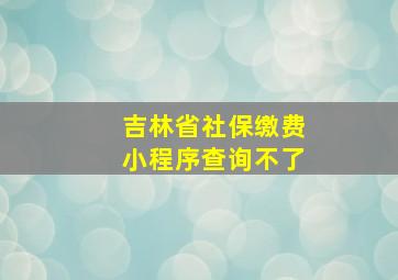 吉林省社保缴费小程序查询不了