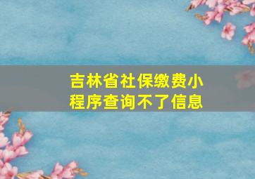 吉林省社保缴费小程序查询不了信息