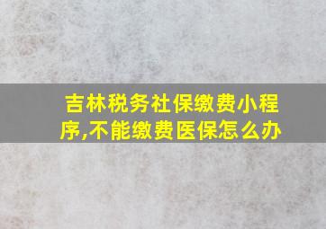 吉林税务社保缴费小程序,不能缴费医保怎么办