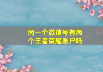 同一个微信号有两个王者荣耀账户吗