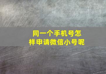 同一个手机号怎样申请微信小号呢