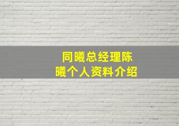 同曦总经理陈曦个人资料介绍