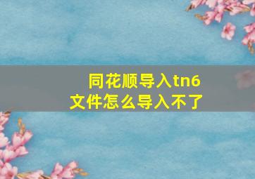 同花顺导入tn6文件怎么导入不了