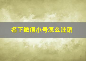 名下微信小号怎么注销