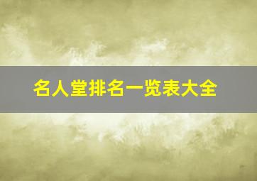 名人堂排名一览表大全