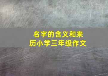 名字的含义和来历小学三年级作文