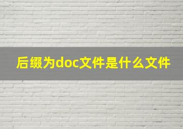 后缀为doc文件是什么文件