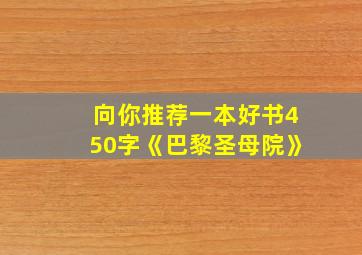 向你推荐一本好书450字《巴黎圣母院》