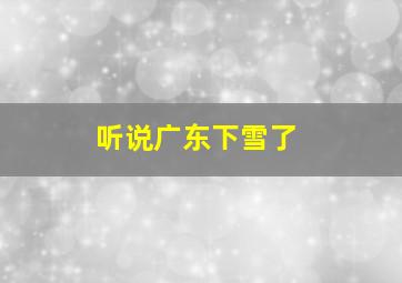 听说广东下雪了