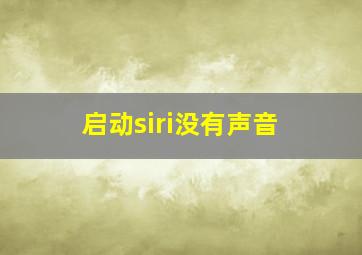 启动siri没有声音