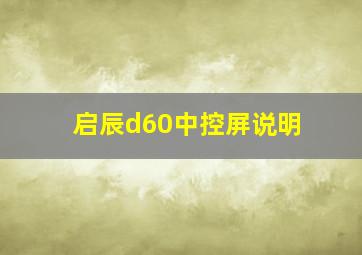 启辰d60中控屏说明