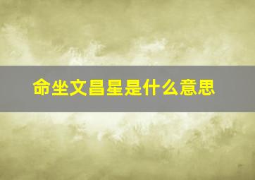 命坐文昌星是什么意思