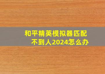 和平精英模拟器匹配不到人2024怎么办