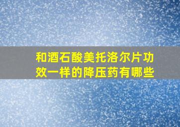 和酒石酸美托洛尔片功效一样的降压药有哪些