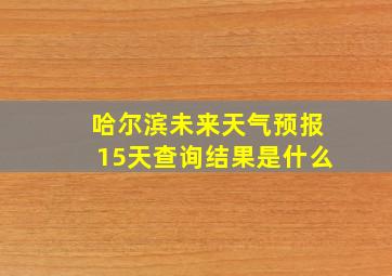 哈尔滨未来天气预报15天查询结果是什么