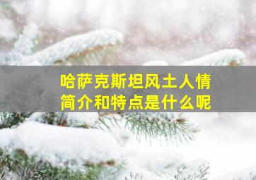 哈萨克斯坦风土人情简介和特点是什么呢