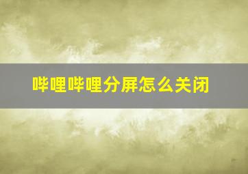 哔哩哔哩分屏怎么关闭