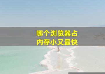 哪个浏览器占内存小又最快