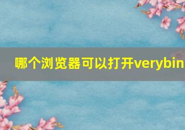 哪个浏览器可以打开verybin