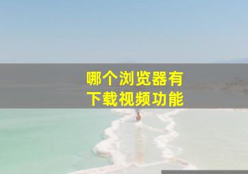 哪个浏览器有下载视频功能