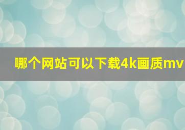 哪个网站可以下载4k画质mv