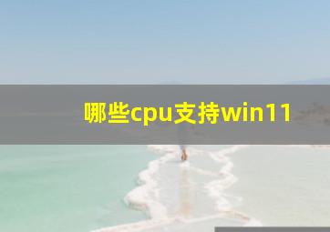 哪些cpu支持win11