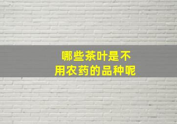 哪些茶叶是不用农药的品种呢