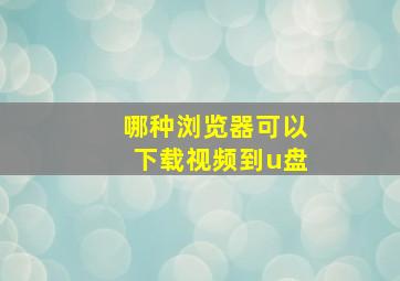 哪种浏览器可以下载视频到u盘