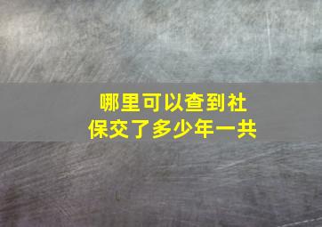 哪里可以查到社保交了多少年一共